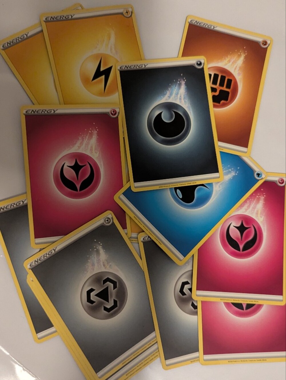 Pokemon Energy Card Lot — Pink, Blue, Black, Yellow, Gray